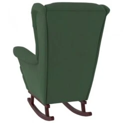 Sedia A Dondolo Con Gambe In Legno Di Hevea Verde In Velluto -Garden Home sedia a dondolo con gambe in legno di hevea verde in velluto 4