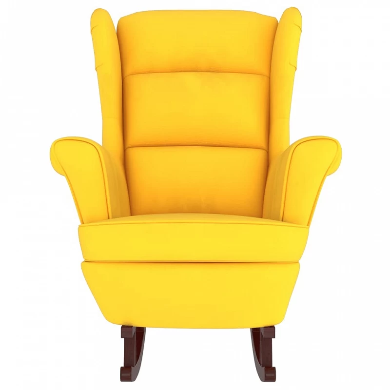 Sedia A Dondolo Con Gambe In Massello Di Hevea Giallo Velluto 3 Sedia A Dondolo Con Gambe In Massello Di Hevea Giallo Velluto - immagine 3