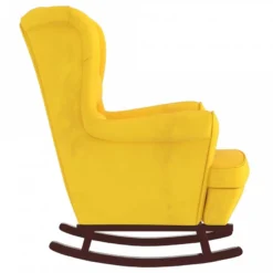 Sedia A Dondolo Con Gambe In Massello Di Hevea Giallo Velluto 10 Sedia A Dondolo Con Gambe In Massello Di Hevea Giallo Velluto -Garden Home sedia a dondolo con gambe in massello di hevea giallo velluto 3