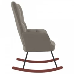 Sedia A Dondolo Grigio Chiaro In Velluto -Garden Home sedia a dondolo grigio chiaro in velluto 2