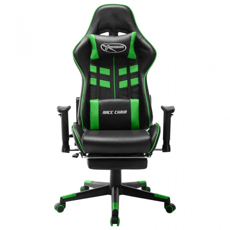 Sedia Da Gaming Con Poggiapiedi Nera E Verde In Similpelle 2 Sedia Da Gaming Con Poggiapiedi Nera E Verde In Similpelle - immagine 2