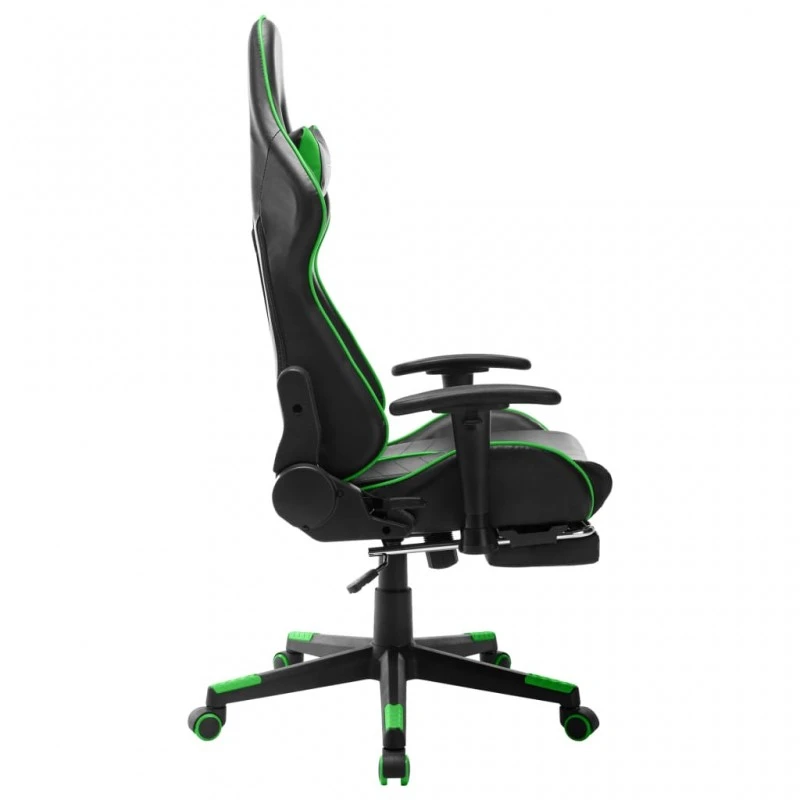 Sedia Da Gaming Con Poggiapiedi Nera E Verde In Similpelle 3 Sedia Da Gaming Con Poggiapiedi Nera E Verde In Similpelle - immagine 3