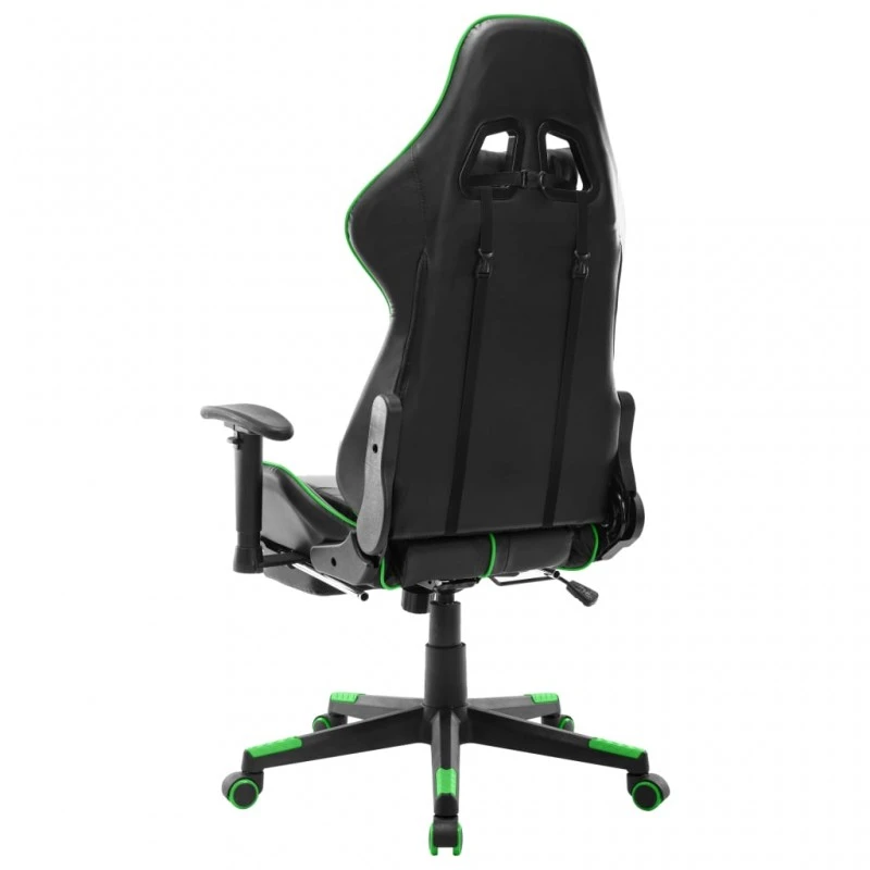 Sedia Da Gaming Con Poggiapiedi Nera E Verde In Similpelle 4 Sedia Da Gaming Con Poggiapiedi Nera E Verde In Similpelle - immagine 4