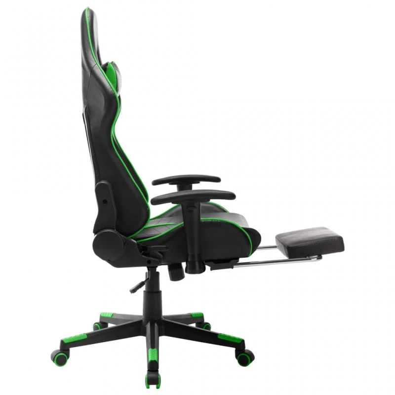 Sedia Da Gaming Con Poggiapiedi Nera E Verde In Similpelle 5 Sedia Da Gaming Con Poggiapiedi Nera E Verde In Similpelle - immagine 5