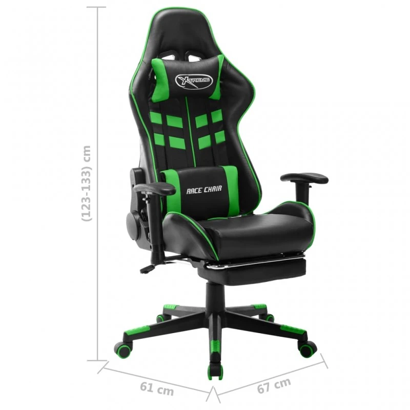 Sedia Da Gaming Con Poggiapiedi Nera E Verde In Similpelle 9 Sedia Da Gaming Con Poggiapiedi Nera E Verde In Similpelle - immagine 9
