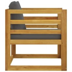 Sedia Da Giardino Con Cuscini Grigio Scuro Massello Di Acacia -Garden Home sedia da giardino con cuscini grigio scuro massello di acacia 2