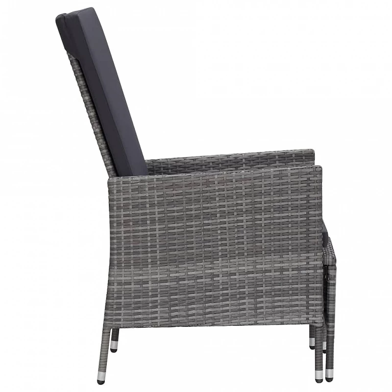 Sedia Da Giardino Reclinabile Con Cuscino In Polyrattan Grigio 4 Sedia Da Giardino Reclinabile Con Cuscino In Polyrattan Grigio - immagine 4