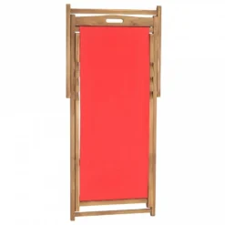 Sedia Da Spiaggia Pieghevole In Legno Massello Di Teak Rossa -Garden Home sedia da spiaggia pieghevole in legno massello di teak rossa 4