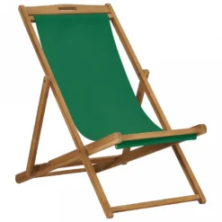Sedia Da Spiaggia Pieghevole In Legno Massello Di Teak Verde