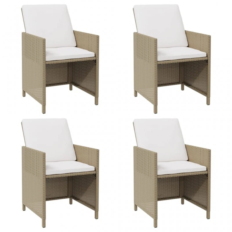 Sedie Da Giardino Con Cuscini 4 Pz In Polyrattan Beige 2 Sedie Da Giardino Con Cuscini 4 Pz In Polyrattan Beige - immagine 2