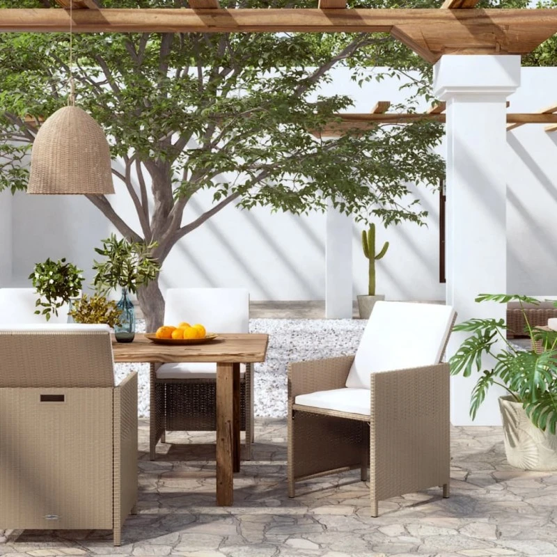 Sedie Da Giardino Con Cuscini 4 Pz In Polyrattan Beige 1 Sedie Da Giardino Con Cuscini 4 Pz In Polyrattan Beige