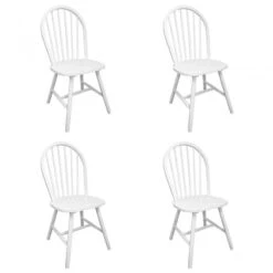 Sedie Da Pranzo 4 Pz Bianche In Legno Massello Di Hevea -Garden Home sedie da pranzo 4 pz bianche in legno massello di hevea 1