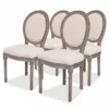 Sedie Da Pranzo 4 Pz Crema In Tessuto -Garden Home sedie da pranzo 4 pz crema in tessuto