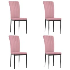 Sedie Da Pranzo 4 Pz Rosa In Velluto -Garden Home sedie da pranzo 4 pz rosa in velluto 1