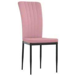 Sedie Da Pranzo 4 Pz Rosa In Velluto -Garden Home sedie da pranzo 4 pz rosa in velluto 2