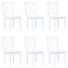 Sedie Da Pranzo 6 Pz Bianche In Massello Di Hevea -Garden Home sedie da pranzo 6 pz bianche in massello di hevea