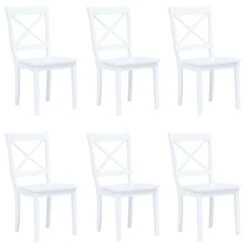 Sedie Da Pranzo 6 Pz Bianche In Massello Di Hevea