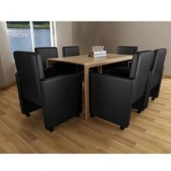 Sedie Da Pranzo 6 Pz Nere In Similpelle -Garden Home sedie da pranzo 6 pz nere in similpelle 5