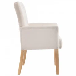 Sedie Da Pranzo Con Braccioli 2 Pz Beige In Tessuto -Garden Home sedie da pranzo con braccioli 2 pz beige in tessuto 3