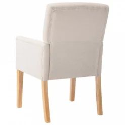 Sedie Da Pranzo Con Braccioli 2 Pz Beige In Tessuto -Garden Home sedie da pranzo con braccioli 2 pz beige in tessuto 4