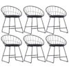 Sedie Da Pranzo Con Seduta In Similpelle 6 Pz Nero Acciaio -Garden Home sedie da pranzo con seduta in similpelle 6 pz nero acciaio