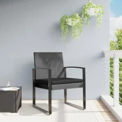 Sedie Da Pranzo Da Giardino 2 Pz Grigio Scuro In Rattan PP
