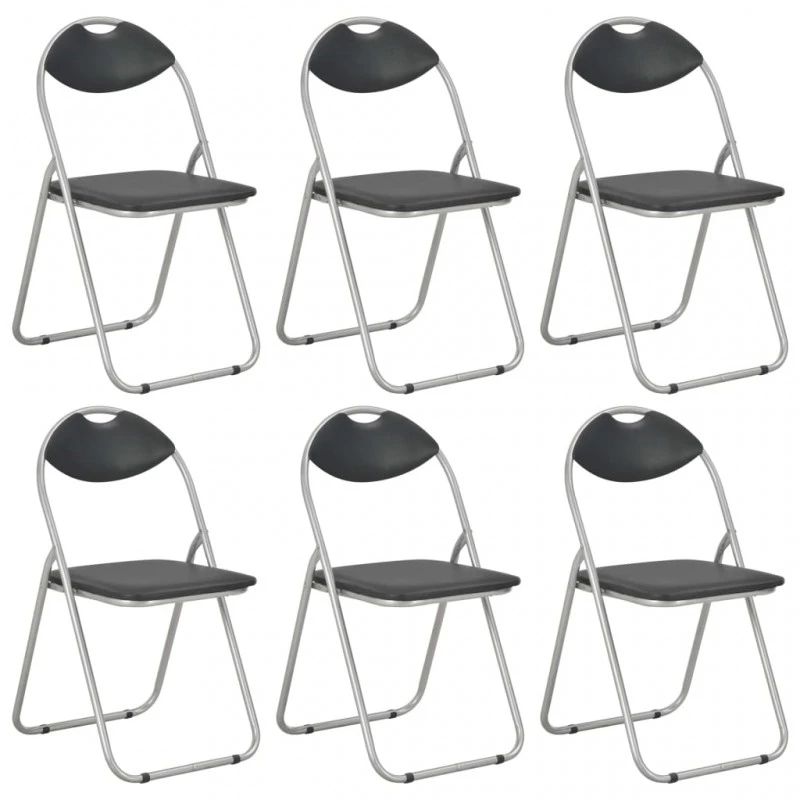 Sedie Da Pranzo Pieghevoli 6 Pz Nere In Similpelle 1 Sedie Da Pranzo Pieghevoli 6 Pz Nere In Similpelle