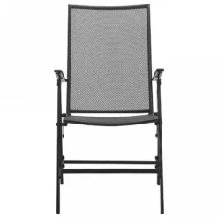 Sedie Pieghevoli A Rete 4 Pz In Acciaio Antracite -Garden Home sedie pieghevoli a rete 4 pz in acciaio antracite 2