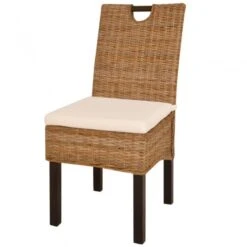Sedie Sala Da Pranzo 4 Pz In Rattan Kubu E Legno Di Mango -Garden Home sedie sala da pranzo 4 pz in rattan kubu e legno di mango 1