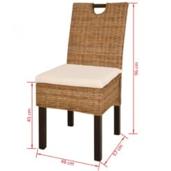 Sedie Sala Da Pranzo 4 Pz In Rattan Kubu E Legno Di Mango -Garden Home sedie sala da pranzo 4 pz in rattan kubu e legno di mango 4
