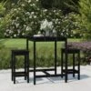Set Bar Da Giardino 3 Pz Nero In Legno Massello Di Pino -Garden Home set bar da giardino 3 pz nero in legno massello di pino