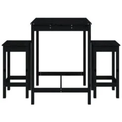Set Bar Da Giardino 3 Pz Nero In Legno Massello Di Pino -Garden Home set bar da giardino 3 pz nero in legno massello di pino 3