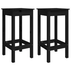 Set Bar Da Giardino 3 Pz Nero In Legno Massello Di Pino -Garden Home set bar da giardino 3 pz nero in legno massello di pino 4