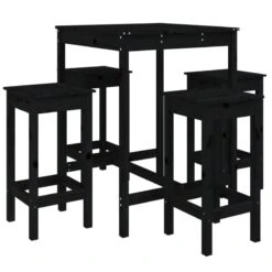 Set Bar Da Giardino 5 Pz Nero In Legno Massello Di Pino -Garden Home set bar da giardino 5 pz nero in legno massello di pino 1
