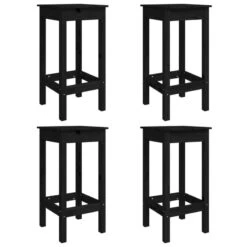 Set Bar Da Giardino 5 Pz Nero In Legno Massello Di Pino -Garden Home set bar da giardino 5 pz nero in legno massello di pino 5