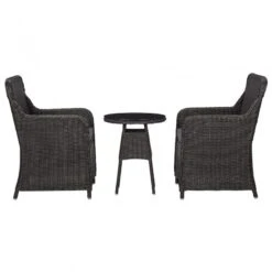 Set Bistrot Da Giardino 3 Pz Con Cuscini In Polyrattan Nero