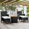 Set Bistrot Per Giardino 5 Pz Polyrattan E Massello Acacia Nero