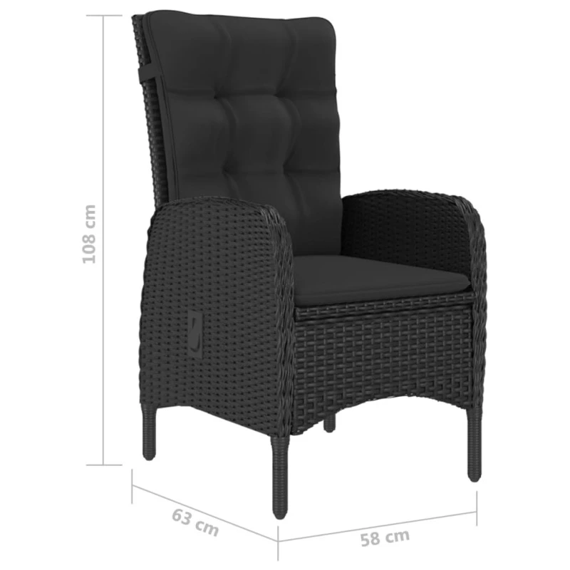 Set Da Pranzo Da Giardino 9 Pz In Polyrattan E Acacia Nero 10 Set Da Pranzo Da Giardino 9 Pz In Polyrattan E Acacia Nero - immagine 10