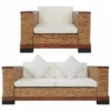 Set Di Divani 2 Pz Con Cuscini In Rattan Naturale Marrone 13 Set Di Divani 2 Pz Con Cuscini In Rattan Naturale Marrone -Garden Home set di divani 2 pz con cuscini in rattan naturale marrone