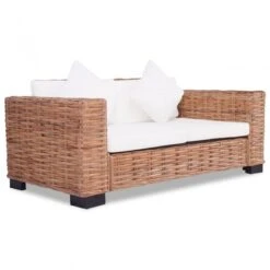 Set Di Divani Con Cuscini 2 Pz In Rattan Naturale -Garden Home set di divani con cuscini 2 pz in rattan naturale 1