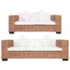 Set Di Divani Con Cuscini 2 Pz In Rattan Naturale -Garden Home set di divani con cuscini 2 pz in rattan naturale