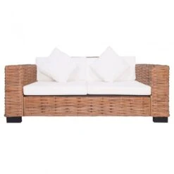 Set Di Divani Con Cuscini 2 Pz In Rattan Naturale -Garden Home set di divani con cuscini 2 pz in rattan naturale 2