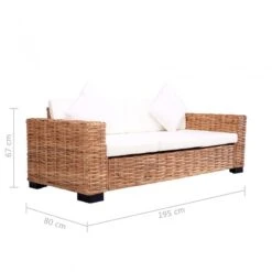 Set Di Divani Con Cuscini 2 Pz In Rattan Naturale -Garden Home set di divani con cuscini 2 pz in rattan naturale 7