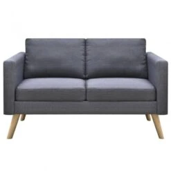 Set Divani A 2 E A 3 Posti In Tessuto Grigio Scuro -Garden Home set divani a 2 e a 3 posti in tessuto grigio scuro 1