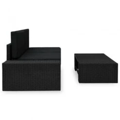 Set Divani Da Giardino 3 Pz In Polyrattan Nero -Garden Home set divani da giardino 3 pz in polyrattan nero 2