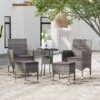 Set Divani Da Giardino 5 Pz In Polyrattan Grigio -Garden Home set divani da giardino 5 pz in polyrattan grigio