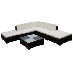 Set Divani Da Giardino 6 Pz Con Cuscini In Polyrattan Marrone 9 Set Divani Da Giardino 6 Pz Con Cuscini In Polyrattan Marrone -Garden Home set divani da giardino 6 pz con cuscini in polyrattan marrone 1