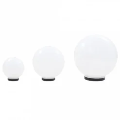 Set Lampade A LED Sferiche 3 Pz In PMMA 20/30/40cm -Garden Home set lampade a led sferiche 3 pz in pmma 20 30 40cm 3