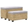 Set Panche 2 Pz In Giunco Grigio -Garden Home set panche 2 pz in giunco grigio