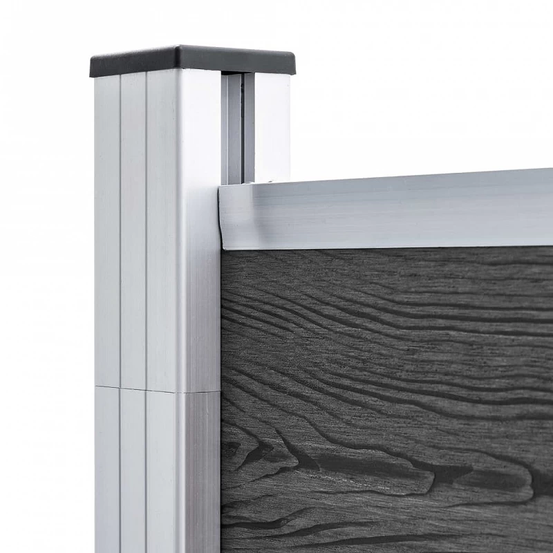 Set Pannelli Di Recinzione In WPC 1564x186 Cm Nero 7 Set Pannelli Di Recinzione In WPC 1564x186 Cm Nero - immagine 7